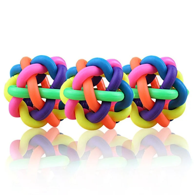 Colorful Squeaky Chew Ball with Bell